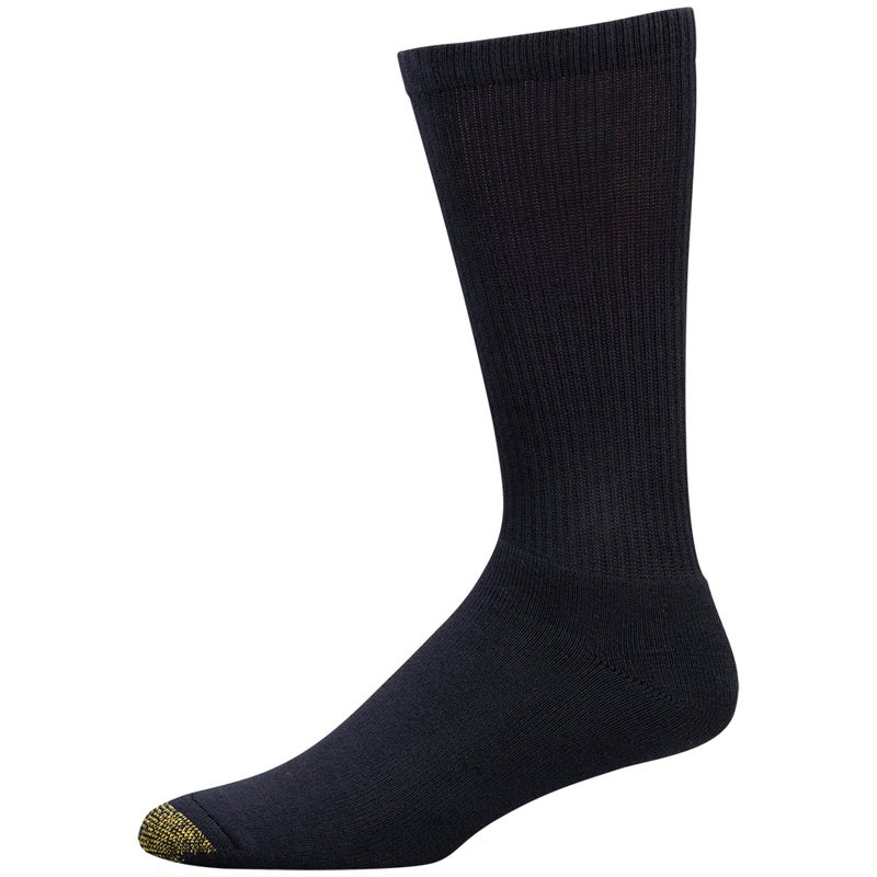 GOLDTOE Men's Uptown Crew Socks, 3-Pairs, Black, Large - Image 3